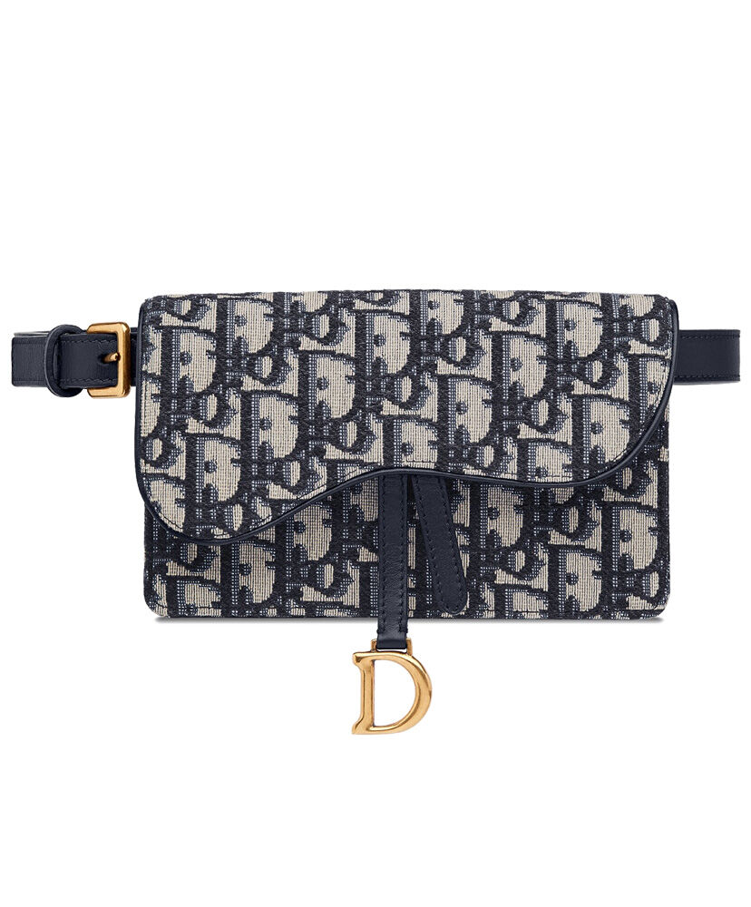 Christian Dior Oblique Saddle Belt Bag Dark Blue